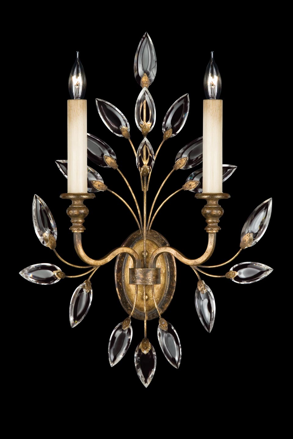 Old gold bouquet crystal wall lamp - Crystal Laurel Collection. Fine Art Lamps. 