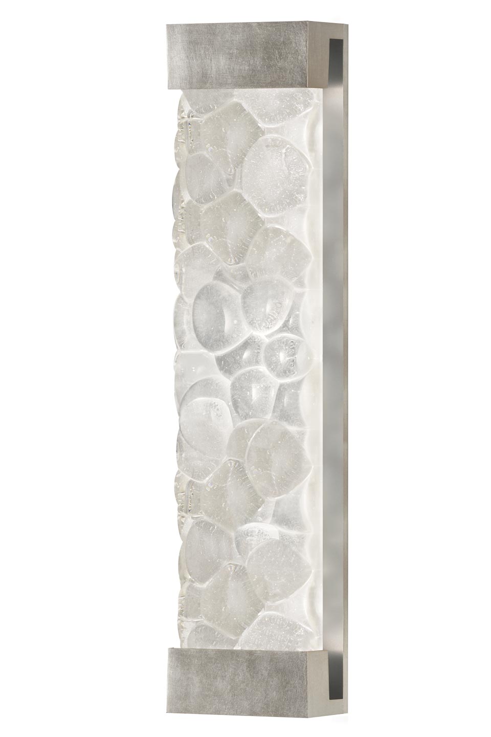 Solid crystal wall lamp in pebbles decorated with silver leaf 76cm. Fine Art Lamps. 
