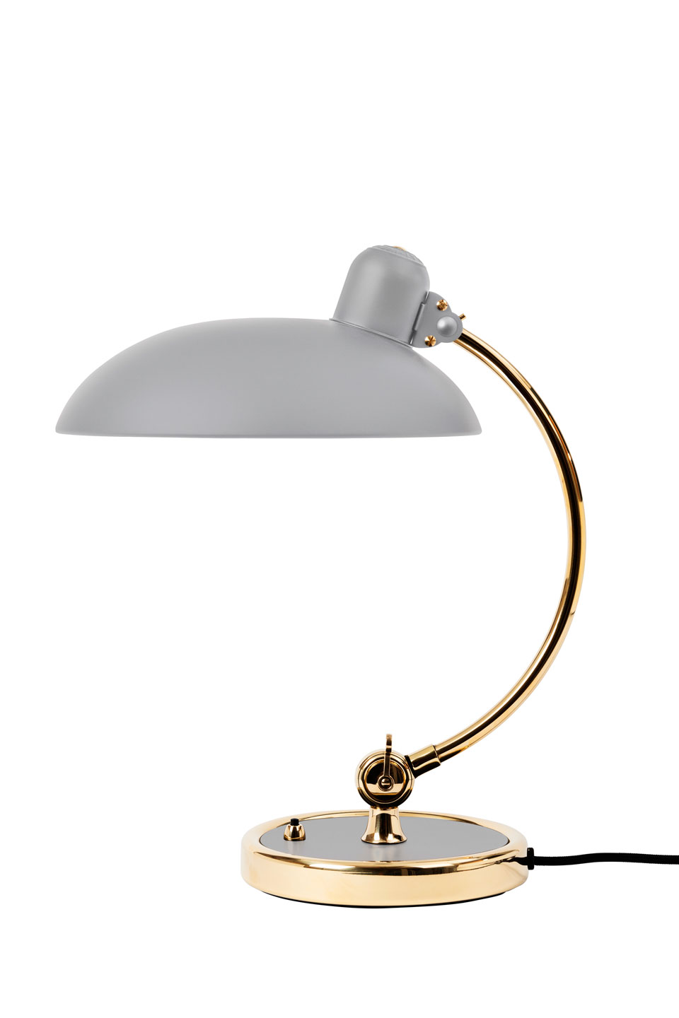 Desk lamp in light grey steel and gold brass Kaiser Idell. Fritz Hansen. 
