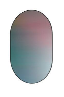 Miroir ovale bleu en verre et medium. Fritz Hansen. 