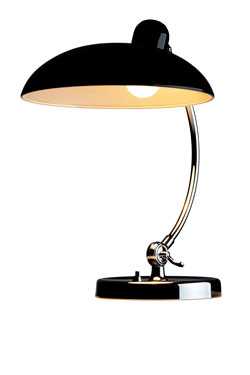 Kaiser Idell Bauhaus table lamp in black glossy steel. Fritz Hansen. 