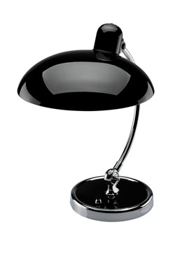 Kaiser Idell Bauhaus table lamp in black glossy steel. Fritz Hansen. 