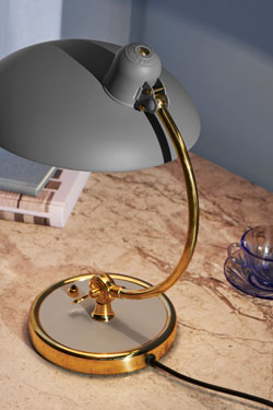 Desk lamp in light grey steel and gold brass Kaiser Idell. Fritz Hansen. 