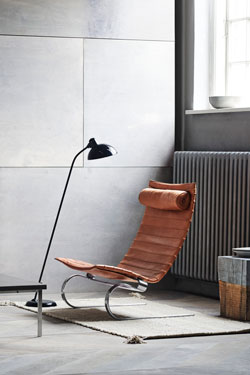 Kaiser Idell glossy  black articulated floor lamp. Fritz Hansen. 