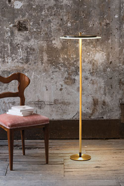 Johnson satin brass floor lamp. Gau Lighting. 