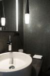 Bacon black and gold contemporary metal pendant light. Gau Lighting. 