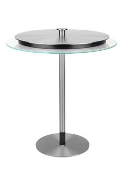 Lampe de table nickel satiné avec éclairage LED intégré Johnson. Gau Lighting. 