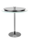 Satin nickel table lamp with integrated LED lighting Johnson. Gau Lighting. 