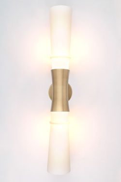 Two-light retro wall lamp in satin-finish brass  Blondel. Gau Lighting. 