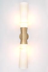 Two-light retro wall lamp in satin-finish brass Blondel Two-light retro wall lamp in satin-finish brass Blondel