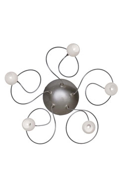 Applique ou plafonnier 5 lumières boules blanches en verre Snowball. Harco Loor. 