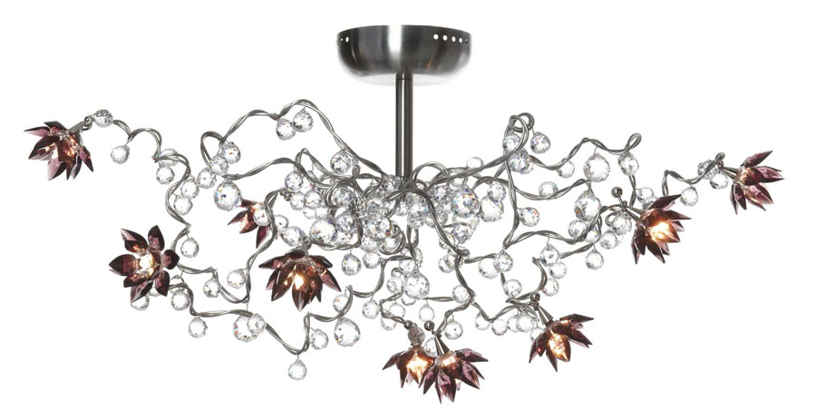 Jewel Diamond amethyst 9-light ceiling light in clear and amethyst glass. Harco Loor. 