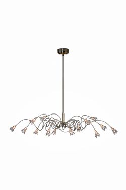 Flag oval 14-light chandelier with glass flowers. Harco Loor. 