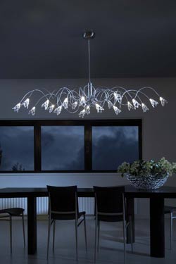 Flag oval 20-light chandelier with glass flowers. Harco Loor. 