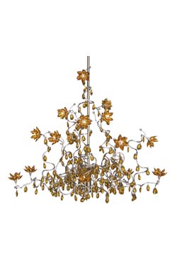 Jewel amber 15-light chandelier in glass and metal. Harco Loor. 