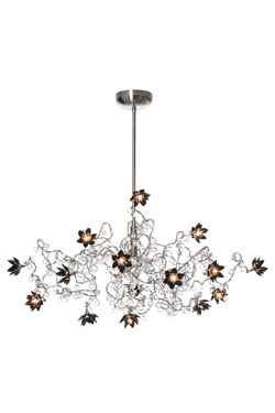 Jewel Diamond 15-light chandelier in clear and black glass. Harco Loor. 