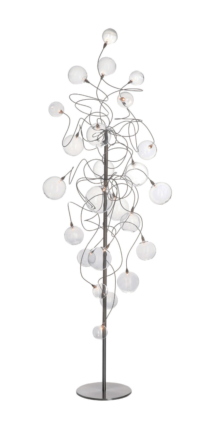Bubbles Long 24-light standard lamp in clear glass. Harco Loor. 