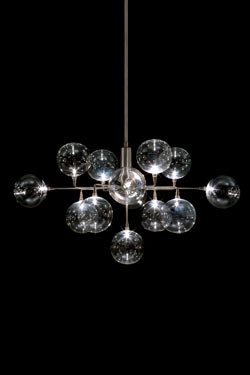 Lustre avec 13 boules transparentes Cluster crown. Harco Loor. 