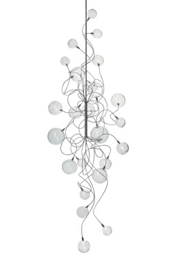 Bubbles Long 24-light pendant in clear glass. Harco Loor. 