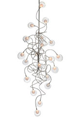 Riddle Six Long 20-light chandelier in clear glass. Harco Loor. 