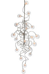 Suspension Long 20 lumières en verre transparent Riddle Six. Harco Loor. Suspension Long 20 lumières en verre transparent Riddle Six. Harco Loor.