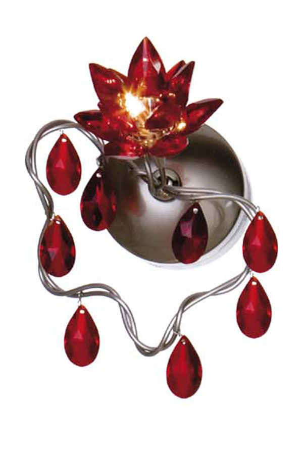 Jewel single red cut-glass wall or ceiling light. Harco Loor. 