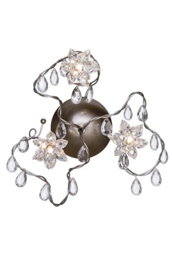 Jewel triple clear cut-glass wall or ceiling light. Harco Loor. 