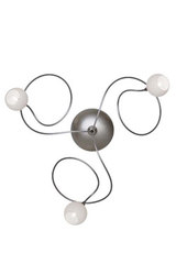 Snowball 3-light wall or ceiling light with white opal-glass balls. Harco Loor. 