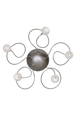 Snowball 5-light wall or ceiling light with white opal-glass balls. Harco Loor. 