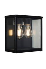 Bare 2-light rectangular black outdoor wall lamp. HARTE. Bare 2-light rectangular black outdoor wall lamp. HARTE.