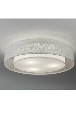 White fabric ceiling light with double shade. Hind Rabii. 