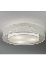 White fabric ceiling light with double shade. Hind Rabii. White fabric ceiling light with double shade. Hind Rabii.
