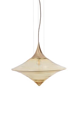 Disca grande suspension toupie en verre ambré 60cm. Hind Rabii. 