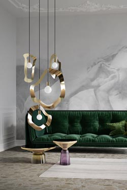 Yaya 1 contemporary golden pendant light. Hind Rabii. 