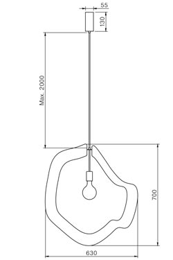 Yaya 4 grande suspension contemporaine et épurée dorée. Hind Rabii. 