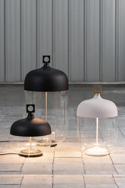 T-cotta lantern table lamp in black ceramic. Hind Rabii. 