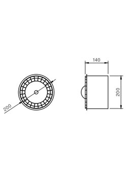 Reflector cylindrical aluminum wall light. Hind Rabii. 