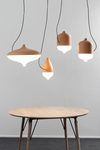 T-cotta pendant light 01 in ceramic and opal glass. Hind Rabii. 
