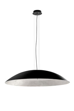 Onda pendant light black dome and silver leaf. Hind Rabii. 