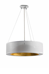 White glass dome pendant with golden interior. Hind Rabii. White glass dome pendant with golden interior. Hind Rabii.