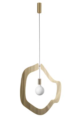 Yaya 4 large contemporary and sleek golden pendant light. Hind Rabii. 