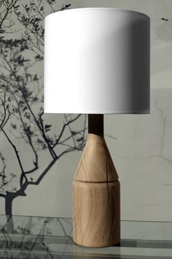 Anna beautiful lamp in solid oak and white shade. Hind Rabii. 