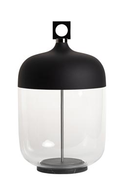 T-cotta lantern table lamp in black ceramic. Hind Rabii. 