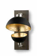 Dome wall lamp in matt black lacquered metal and gold leaf interior. Hind Rabii. Dome wall lamp in matt black lacquered metal and gold leaf interior. Hind Rabii.