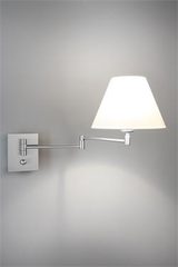 Applique de chevet métal nickelé satin mat abat-jour blanc. Holtkötter. Applique de chevet métal nickelé satin mat abat-jour blanc. Holtkötter.