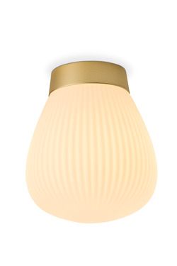 Golden ceiling light and blown glass Plissée. Holtkötter. 