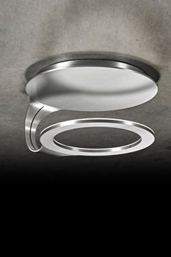 Supernova contemporary ceiling light in matt aluminium finish. Holtkötter. 