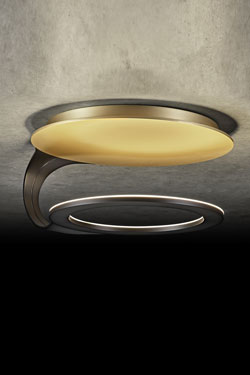 Supernova indirect lighting ceiling lamp black and gold. Holtkötter. 