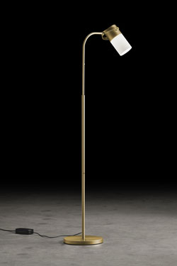 Aura contemporary gold floor lamp, LED lighting. Holtkötter. 