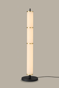 Fidelio black and gold cylindrical glass floor lamp. Holtkötter. 